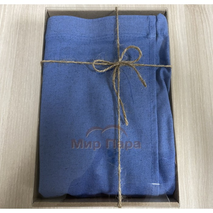 Парео женское для бани 147х90 см (лен+хлопок) синий